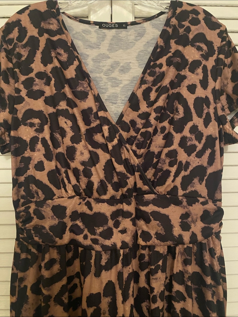 Leopard-Print Wrap Dress in Brown and Black - Picture 4 of 5